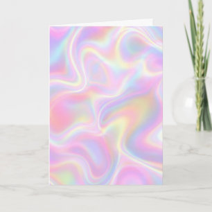Girly Vibrant Pastel Holographic Swirl Design Card