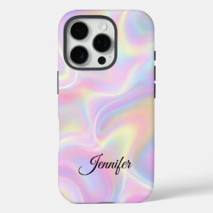 Girly Vibrant Pastel Holographic Swirl Design      iPhone 16 Pro Case