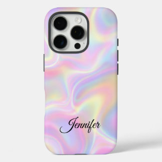 Girly Vibrant Pastel Holographic Swirl Design      iPhone 16 Pro Case