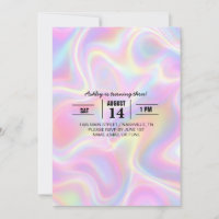 Girly Vibrant Pastel Holographic Swirl Design
