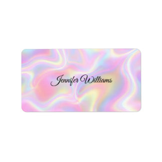Girly Vibrant Pastel Holographic Swirl Design      Label