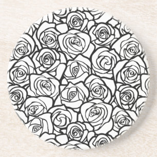 Girly Vintage black and white roses Coaster