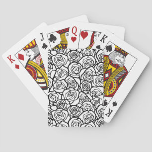 Girly Vintage black and white roses Playing Cards
