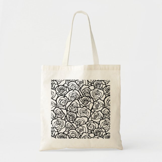 Girly Vintage black and white roses Tote Bag (Front)