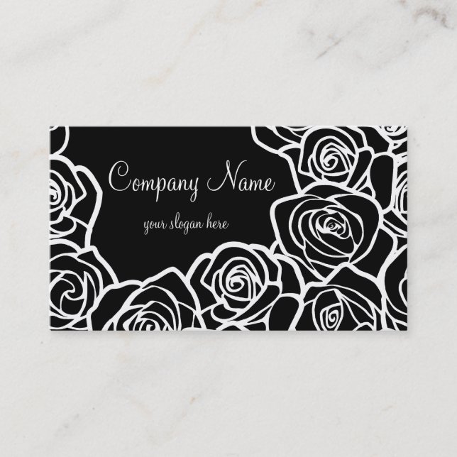 Girly Vintage black roses Business Card (Front)