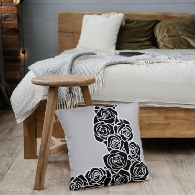 Girly Vintage black roses Cushion (Creator Uploaded)