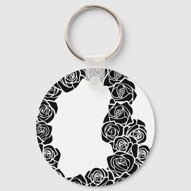 Girly Vintage black roses Key Ring (Front)