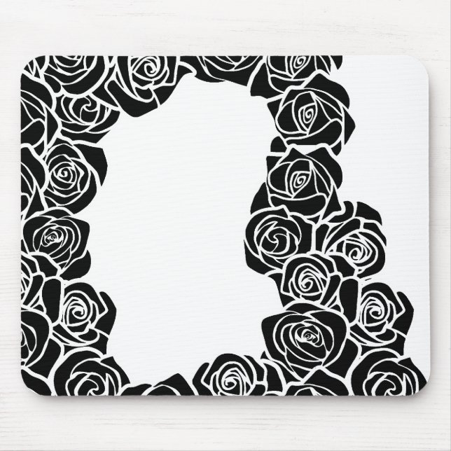 Girly Vintage black roses Mouse Mat (Front)