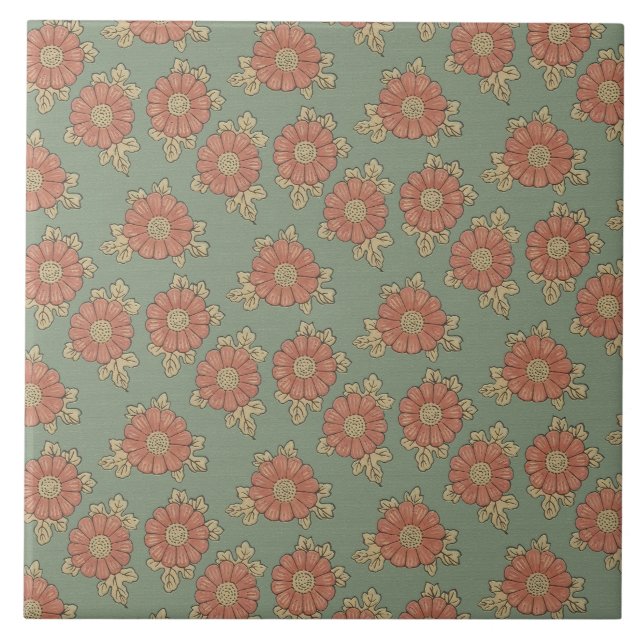 Girly Vintage Japanese Floral Tile (Front)