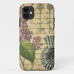 girly vintage lilac seashells beach iPhone 11 case