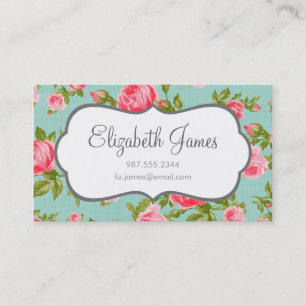 Girly Vintage Roses Floral Print Business Card