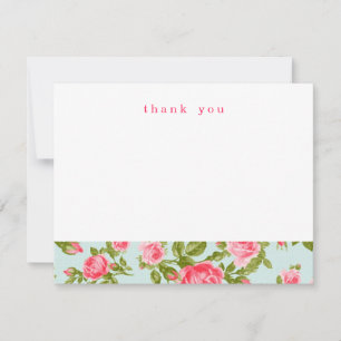 Girly Vintage Roses Simple Thank You Note Cards