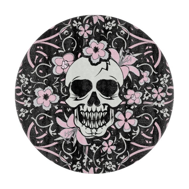 Girly Vintage Skull Cutting Board (Front)