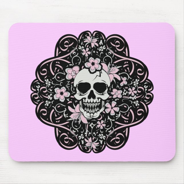 Girly Vintage Skull Mouse Mat (Front)