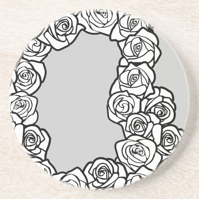 Girly Vintage white roses Coaster (Front)