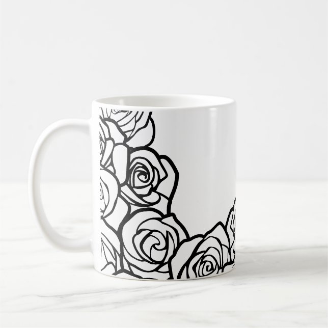 Girly Vintage white roses Coffee Mug (Left)