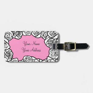 Girly Vintage white roses Luggage Tag