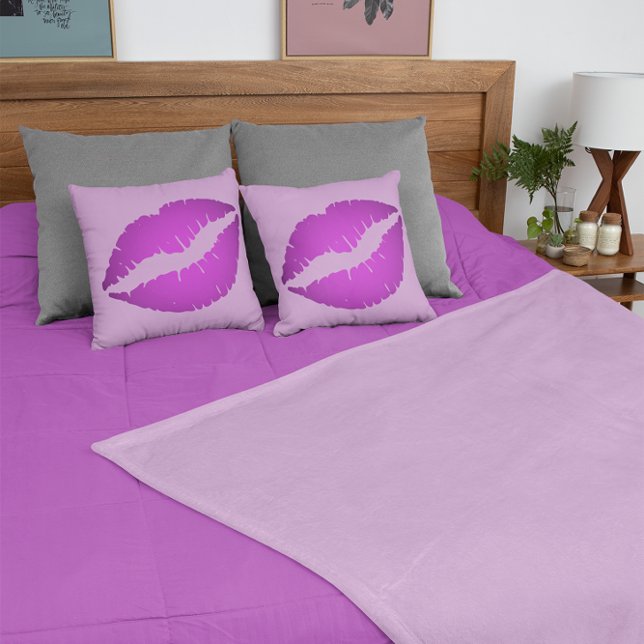 Girly Violet Ombre Lipstick Kiss Cushion (Girly Violet Ombre Lipstick Kiss Throw Pillow)