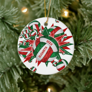 Girly Volleyball Blowout Christmas sports Ceramic Tree Decoration