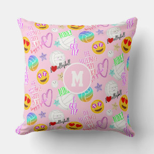 girly volleyball kawaii emoji stickers look cushion