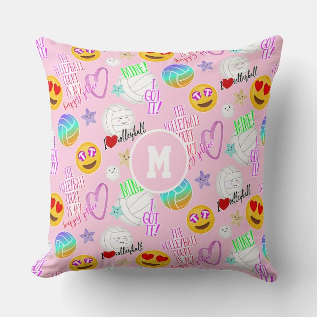 girly volleyball kawaii emoji stickers look cushion (Front)