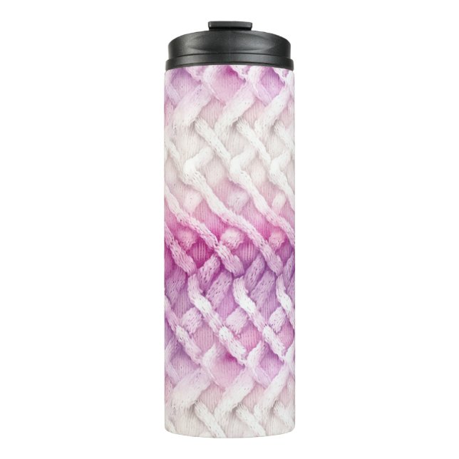 Girly Warm Pink White Abstract Thermal Tumbler (Front)
