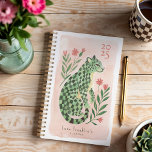 Girly Watercolor Abstract Chequered Cheetah Floral Planner<br><div class="desc">Embrace the wild side of organisation with this one-of-a-kind planner, featuring our hand-painted watercolor cheetah with a playful twist. The cheetah’s unique spots are filled with a retro chequerboard pattern, adding a touch of fun and modern flair to your daily planning. Framed by delicate florals and soft leaves, all set...</div>