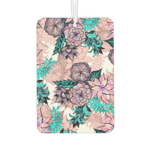 Girly Watercolor and Rose Gold Floral Illustration Car Air Freshener