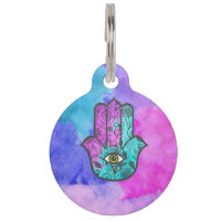 Girly Watercolor Floral Print Hamsa Hand of Fatima