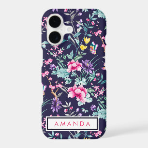 Girly watercolor Flowers butterflies your name