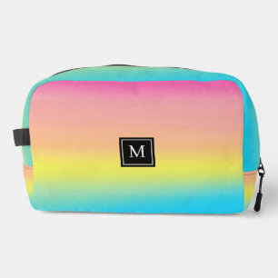 Girly Watercolor Rainbow Monogram School Dopp Kit