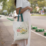 Girly Watercolor Tropical Citrus Fruit | Monogram Tote Bag<br><div class="desc">Every woman needs a good carry all to tote around all of her essentials. Whether it's a bridesmaid gift, a birthday gift or even just a nice little gift to yourself, these bags are both practical and stylish—a winning combo every time. Because each bag can be personalised with a name,...</div>