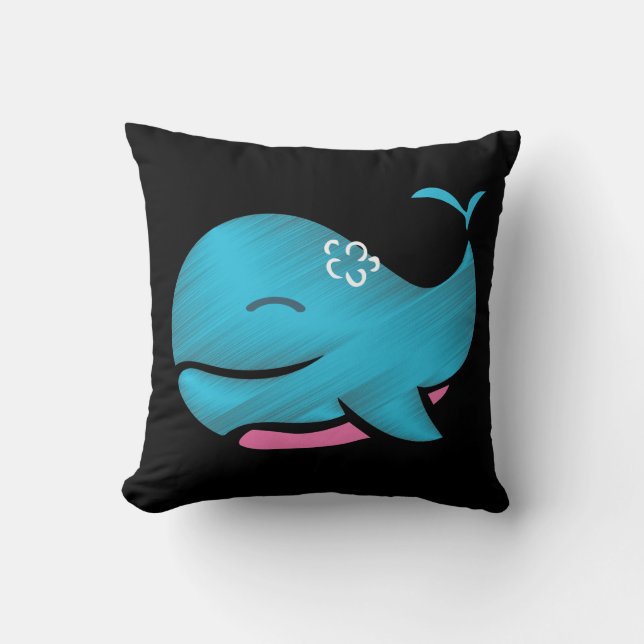 Girly Whale Throw Pillow (Front)