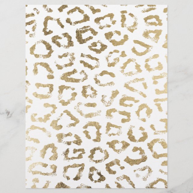 Girly white faux gold leopard animal print flyer (Front)