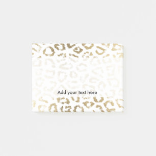 Girly white faux gold leopard animal print post-it notes