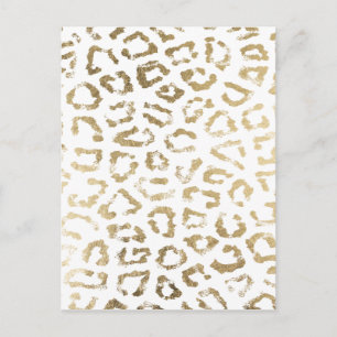 Girly white faux gold leopard animal print postcard