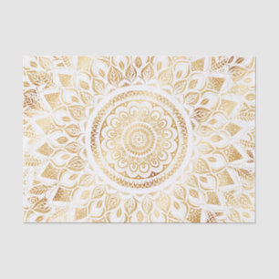 Girly White Gold Mandala Floral Tissue Paper