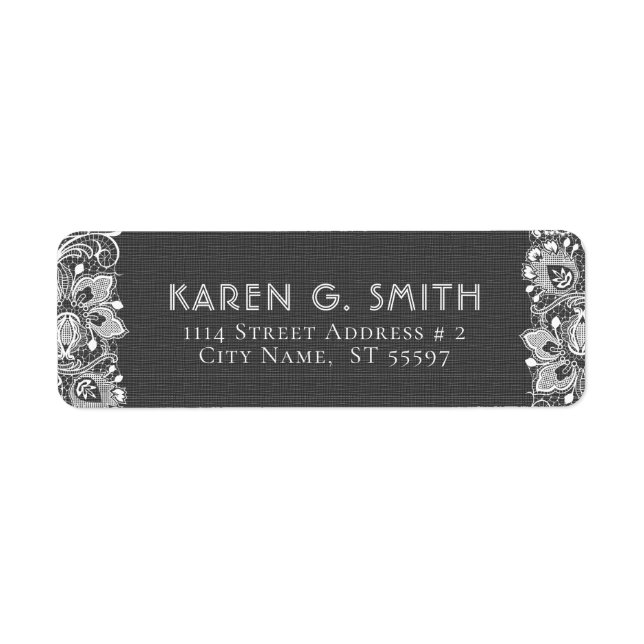 Girly White Lace  & Black Linen Burlap Texture (Front)