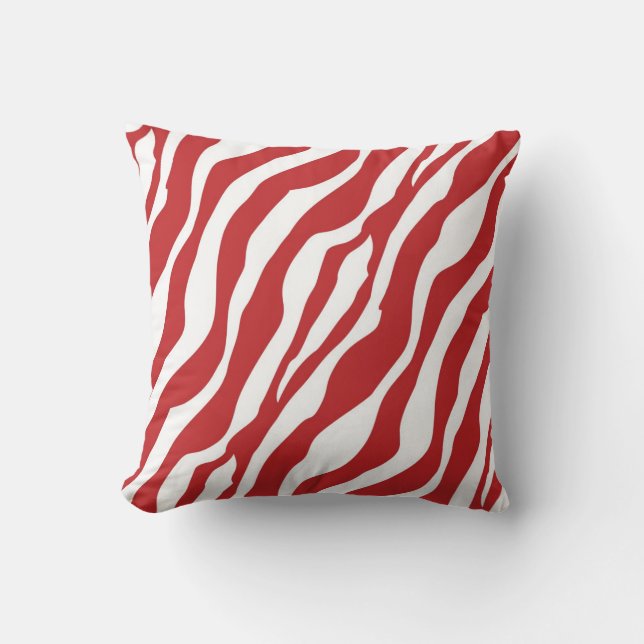 Girly Wild Red Zebra Print Cushion (Front)