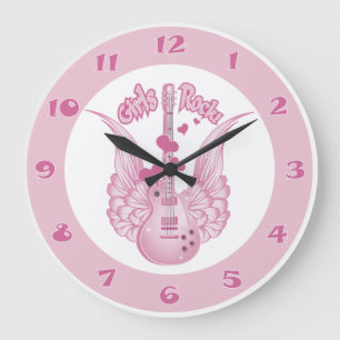Girly Winged Guitar Large Clock