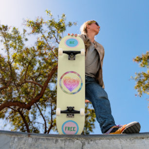 Girly Yellow "Be Free" Skateboard