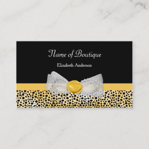 Girly Yellow Cheetah Print Boutique Chic Bow Business Card