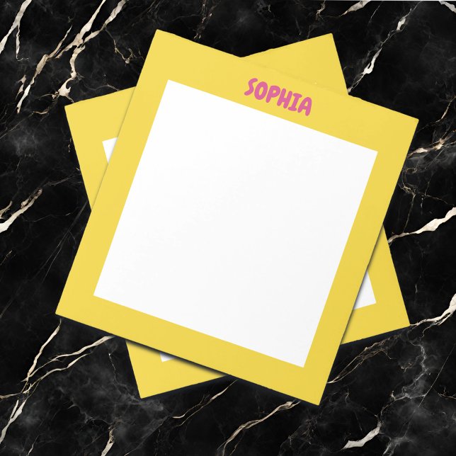 Girly Yellow & Hot Pink Name Notepad (Creator Uploaded)