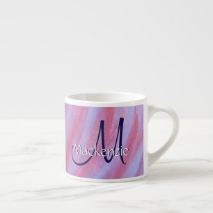 Girly Zebra Abstract   Cute Pink Purple Monogram Espresso Cup
