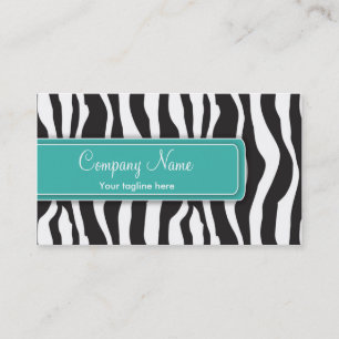Girly Zebra Print Business Card in Teal