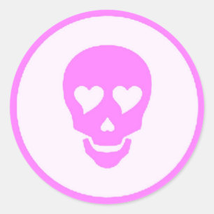 girlyheartskull classic round sticker