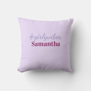 Girlyvibes hashtag light purple pink female vibes cushion