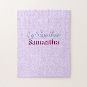Girlyvibes hashtag light purple pink female vibes jigsaw puzzle
