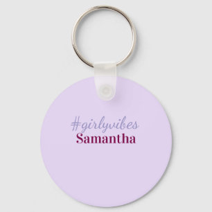 Girlyvibes hashtag light purple pink female vibes key ring