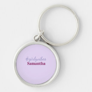 Girlyvibes hashtag light purple pink female vibes key ring